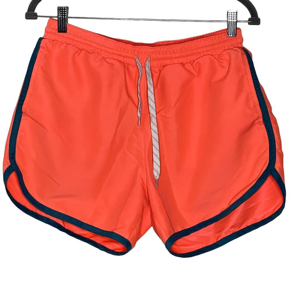 CHUBBIES WOMEN'S HIGH -WAISTED SHORTS SIZE M ORANGE WITH GREEN TRIM